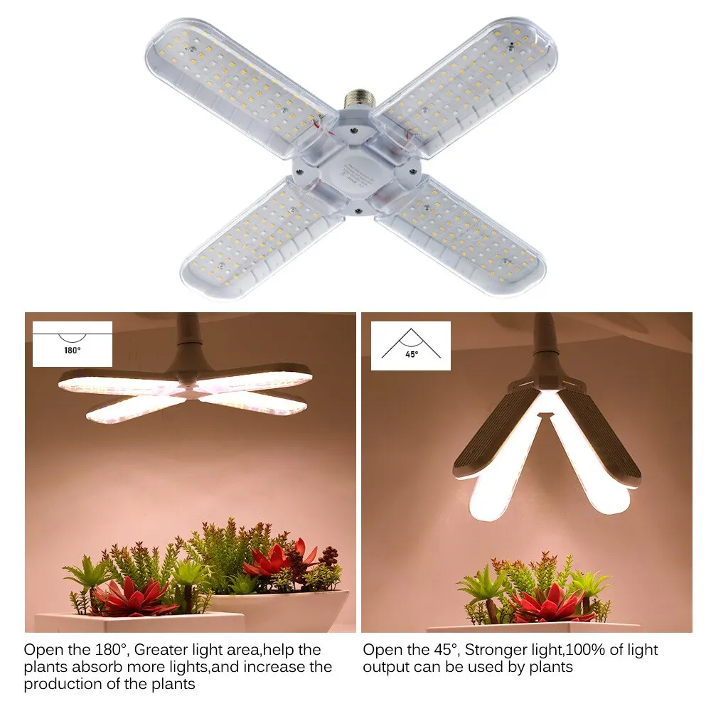 מנורת גידול LED מתקפלת לצמחים בעלת ספקטרום אור מלא