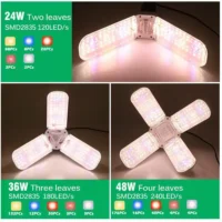 מנורת גידול LED מתקפלת לצמחים בעלת ספקטרום אור מלא 24W 36W 48W - מומלץ למגדלים !