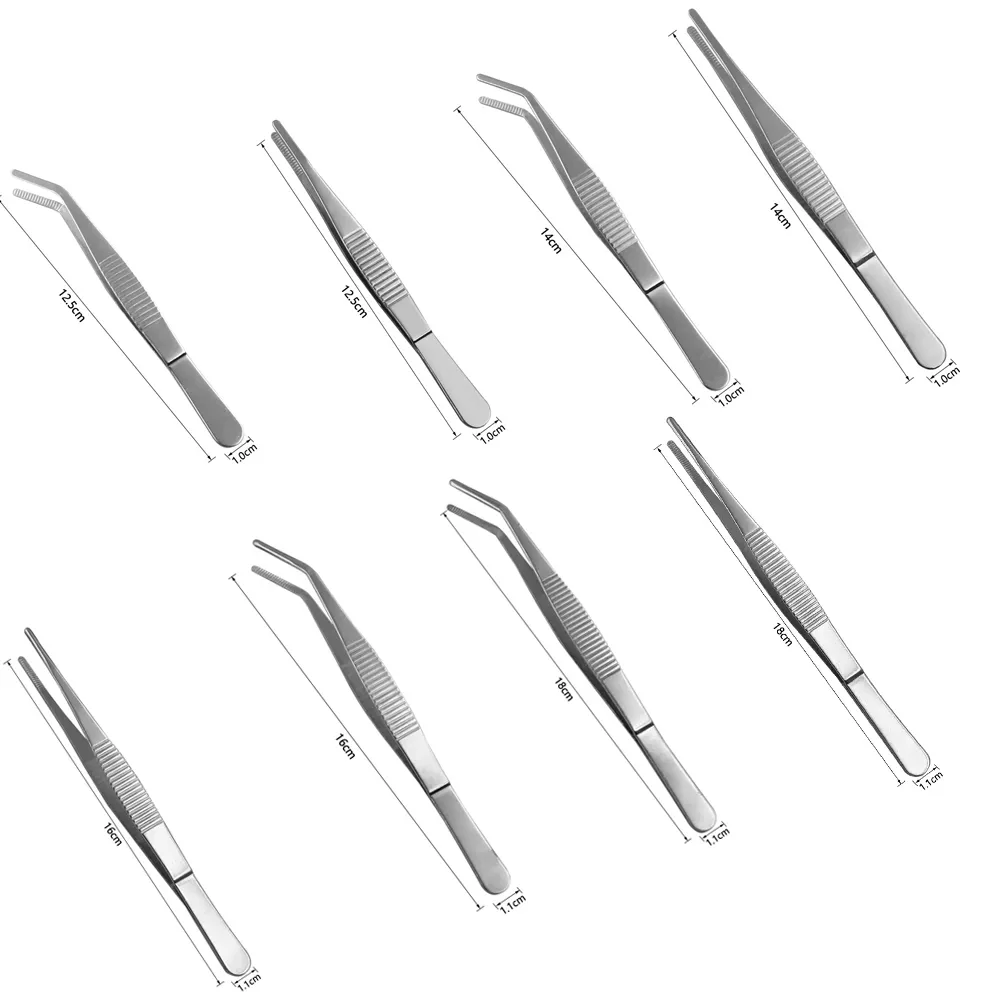 Stainless-Steel-Tweezers-with-Curved-Pointed-Serrated-Tip-Home-Medical-Dental-Garden-Daily-Kitchen-Precision-Tweezer-1 מלקחיים פינצטה איכותית מנירוסטה מעוגלת / ישרה לטיפול בצמחים (גדלים שונים 14 עד 20 ס”מ)