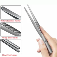 Stainless-Steel-Tweezers-with-Curved-Pointed-Serrated-Tip-Home-Medical-Dental-Garden-Daily-Kitchen-Precision-Tweezer-2 מלקחיים פינצטה איכותית מנירוסטה מעוגלת / ישרה לטיפול בצמחים (גדלים שונים 14 עד 20 ס”מ)