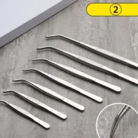 Stainless-Steel-Tweezers-with-Curved-Pointed-Serrated-Tip-Home-Medical-Dental-Garden-Daily-Kitchen-Precision-Tweezer-4 מלקחיים פינצטה איכותית מנירוסטה מעוגלת / ישרה לטיפול בצמחים (גדלים שונים 14 עד 20 ס”מ)