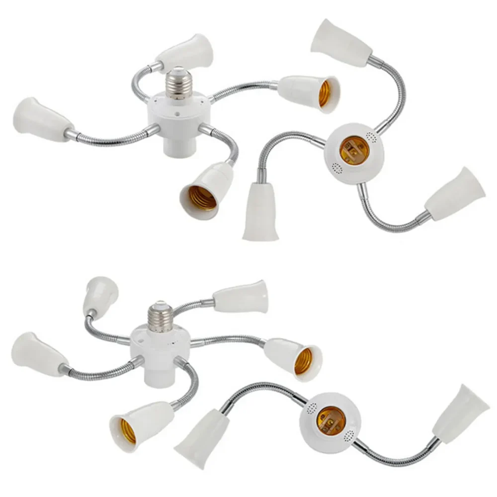 Adjustable-White-E27-Base-Light-Socket-Splitter-Gooseneck-LED-Bulbs-Holder-Converter-with-Extension-Hose-3.webp בסיס מנורות גמיש - מפצלי בתי נורה 2 עד 5 נורות LED - תאורת גידול ותאורה כללית
