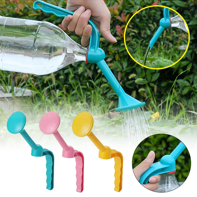 kf-S2c4d2dc40da049e1b847977d02db6c45I-Gardening-Plant-Watering-Handheld-dual-purpose-water-spray-Bottle-Water-Can-Top-Waterers-Shower-Seedling-Irrigation.webp ידית רב-תכליתית להשקיה של צמחים - מתחברת בקלות לכל בקבוק ובכך נהפכת למזלף משפך / דוש