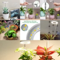 תאורת LED מתכווננת לצמחים בעלת ספקטרום אור מלא - 4 מצבי עמעום + הגדרת זמן תאורה
