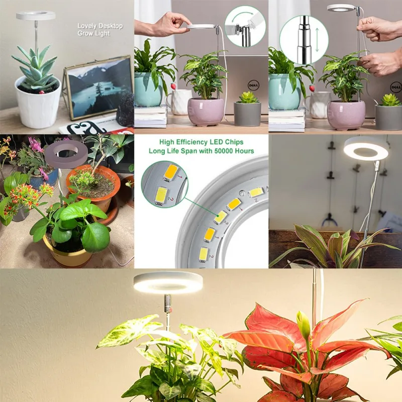 תאורת LED מתכווננת לצמחים בעלת ספקטרום אור מלא - 4 מצבי עמעום + הגדרת זמן תאורה