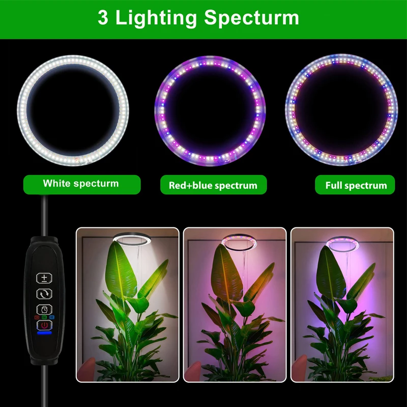 מנורת LED מקצועית בקוטר 25 סמ בעלת ספקטרום אור מלא - לצמחים גבוהים עד 1.5 מטר גובה