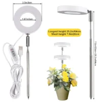 תאורת LED מתכווננת לצמחים בעלת ספקטרום אור מלא - 4 מצבי עמעום + הגדרת זמן תאורה