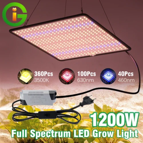 מנורת גידול LED מקצועית לצמחים 1200W ספקטרום אור מלא בכיסוי עד 3 מר