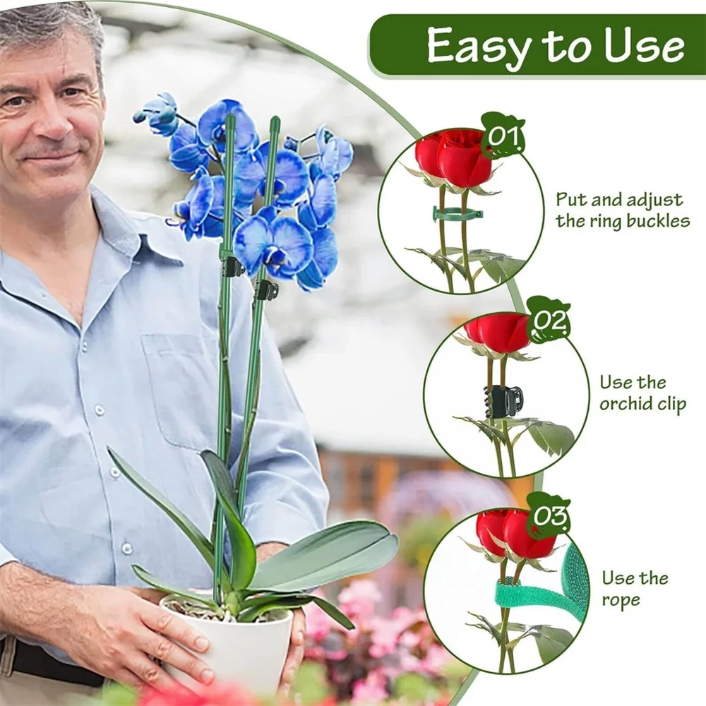 kf-S7abcef9f0adc41d7af18042d7b93fef5I-Plant-Stakes-Plant-Support-Stakes-Suitable-for-Indoor-Outdoor-Plants-Green-Plant-Stick-Support-Potted-Plants סט 15 מוטות תמיכה מקצועיים עם קליפסים - מושלם לסחלבים ולשאר צמחי הבית והגינה הדורשים תמיכה