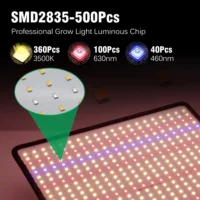 מנורת גידול LED מקצועית לצמחים 1200W ספקטרום אור מלא בכיסוי עד 3 מר