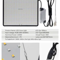 מנורת גידול LED מקצועית לצמחים 1200W ספקטרום אור מלא בכיסוי עד 3 מר