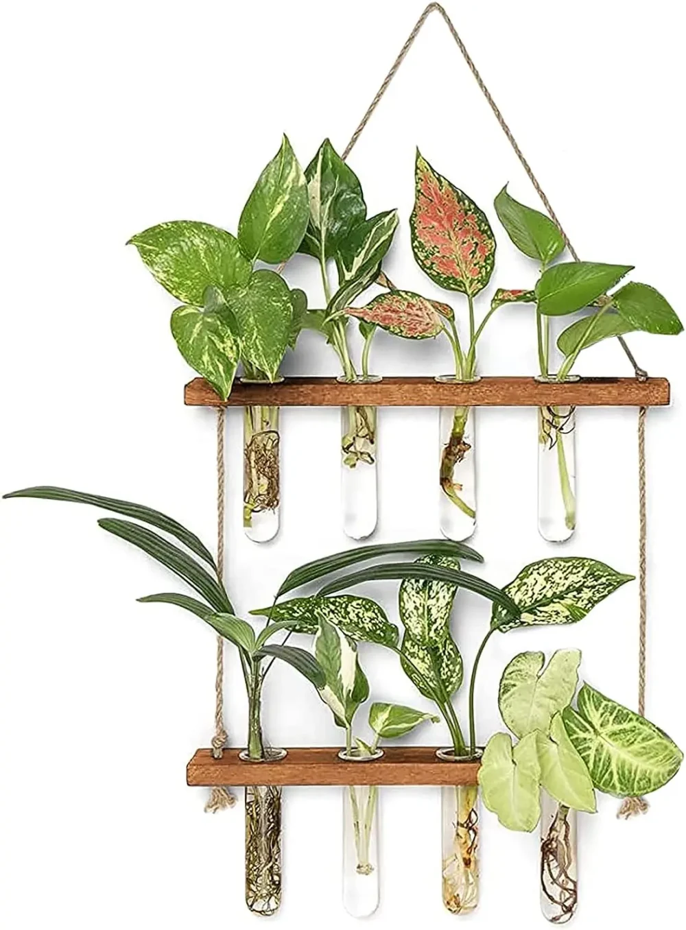 kf-Sd259d3382f814e48adb6f5d5f2ffb52bD-Wall-Hanging-Test-Tube-Glass-Planter-Plant-Vase-with-Wooden-Stand-Strings-Rope-Glass-Planter-Plant מתקן תלייה דו-קומתי להשרשת צמחים במים - עיצוב סקנדינבי מינימליסטי