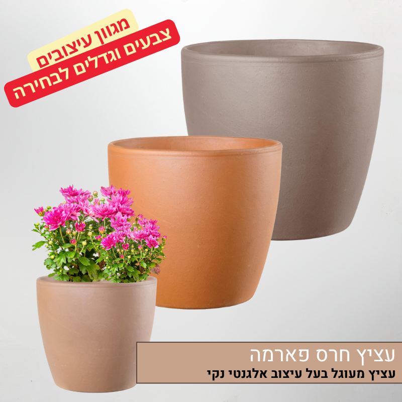 עציץ חרס פארמה מעוגל עציץ חרס פארמה מעוגל