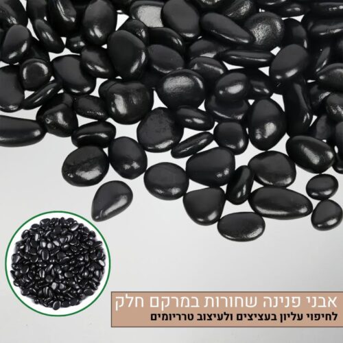 אבני פנינה שחורות במרקם טבעי וחלק