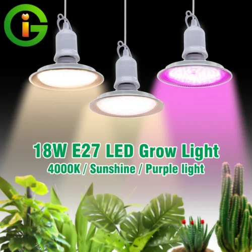 מנורת LED לגידול צמחים עם ספקטרום מלא 18W ב 3 סוגי תאורה לצמיחה מושלמת