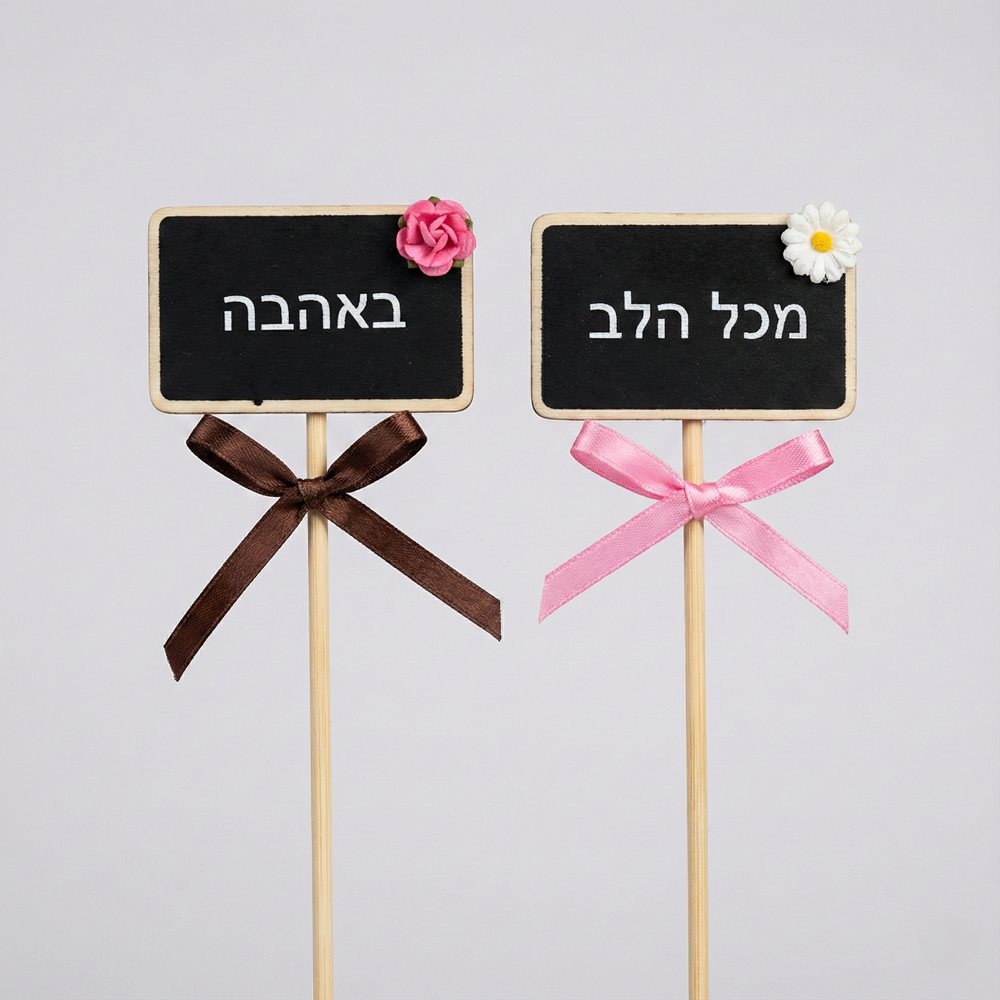 שלטים לעציץ עם ברכה באהבה ומכל הלב