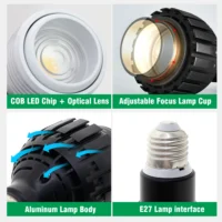 נורת תאורה לצמיחת צמחים LED 4000K/6000K 12W/24W E27 מהירות התאורה מתכווננת זווית תאורה פנימית ירקות פירות צמחים