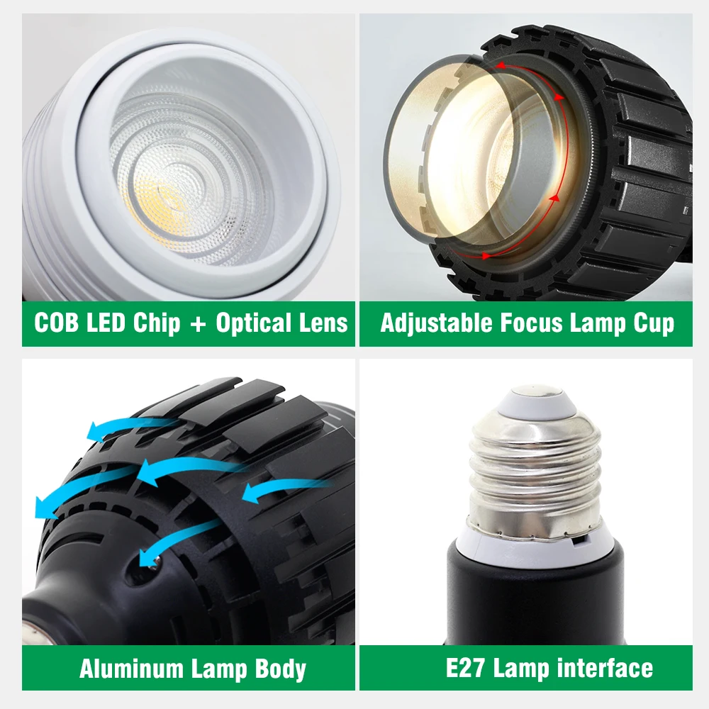 נורת תאורה לצמיחת צמחים LED 4000K/6000K 12W/24W E27 מהירות התאורה מתכווננת זווית תאורה פנימית ירקות פירות צמחים