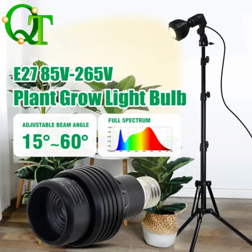 kf-S524ecb3370d141f982d3c52362432966w נורת תאורה לצמיחת צמחים LED 4000K/6000K 12W/24W E27 מהירות התאורה מתכווננת זווית תאורה פנימית ירקות פירות צמחים