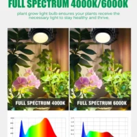 נורת תאורה לצמיחת צמחים LED 4000K/6000K 12W/24W E27 מהירות התאורה מתכווננת זווית תאורה פנימית ירקות פירות צמחים
