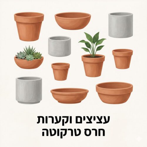 עציצים וקערות חרס טרקוטה