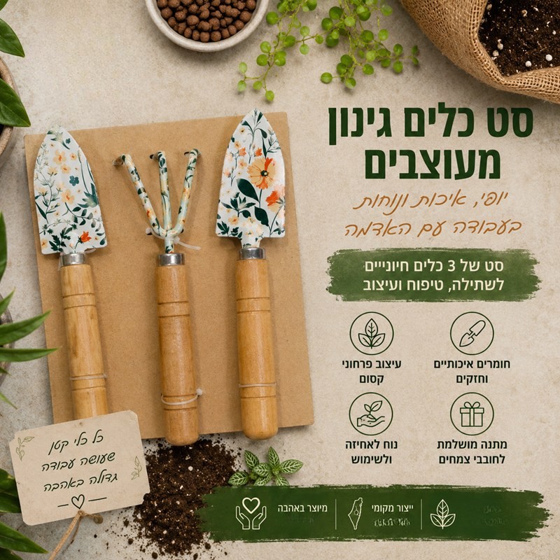 סט 3 כלי גינון מעוצבים